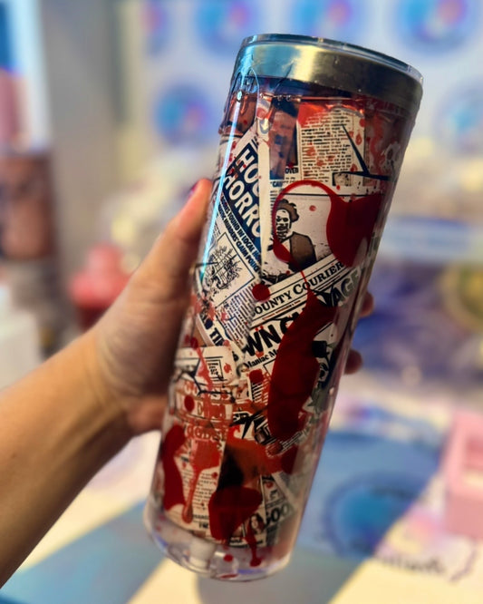 Scream Newspaper Blood Drip Snowglobe 20oz Tumbler