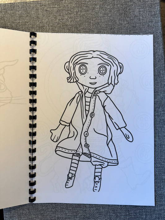 Spooky Button-Eyed Girl Colouring Book