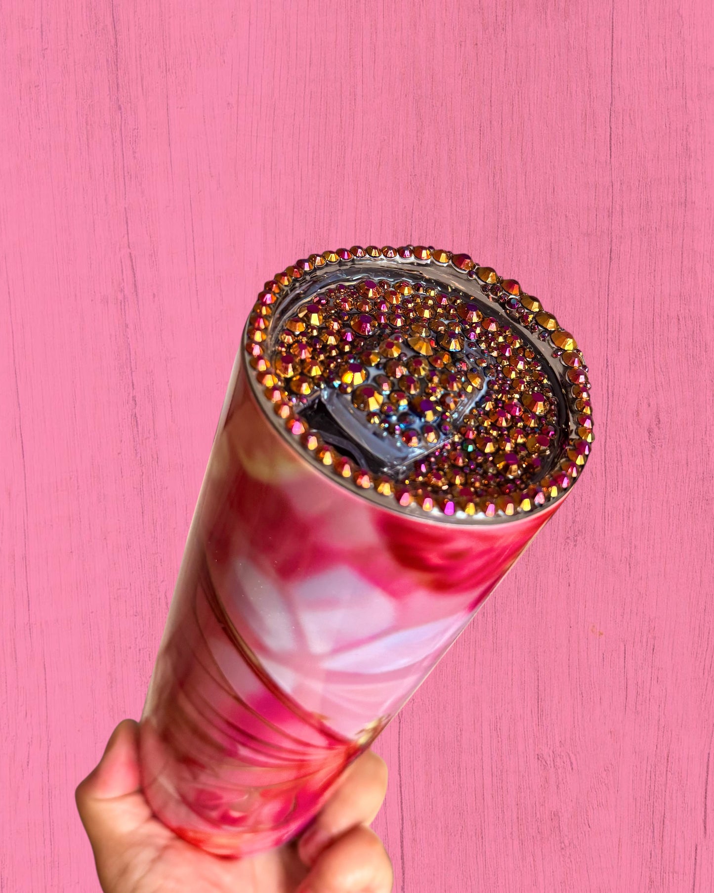 Pink & Gold Butterfly 20oz Tumbler with Decorated Lid
