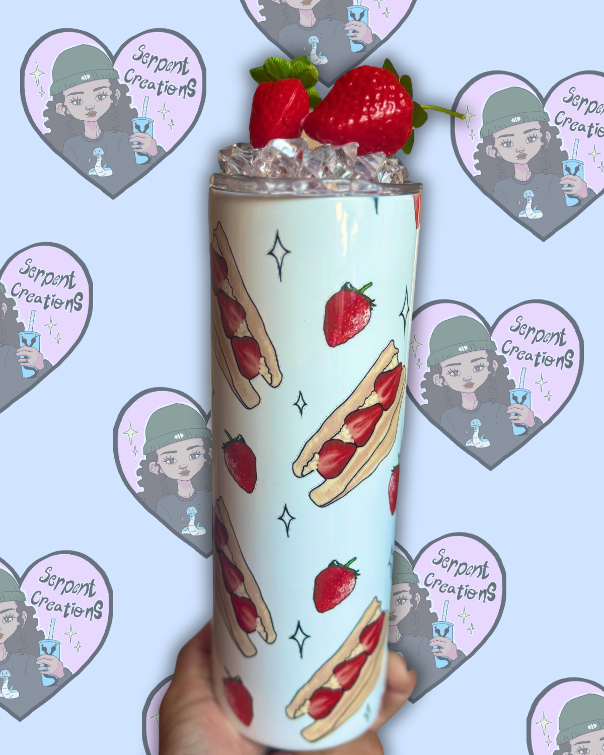 Strawberry Sando 20oz Tumbler with Decorated Lid