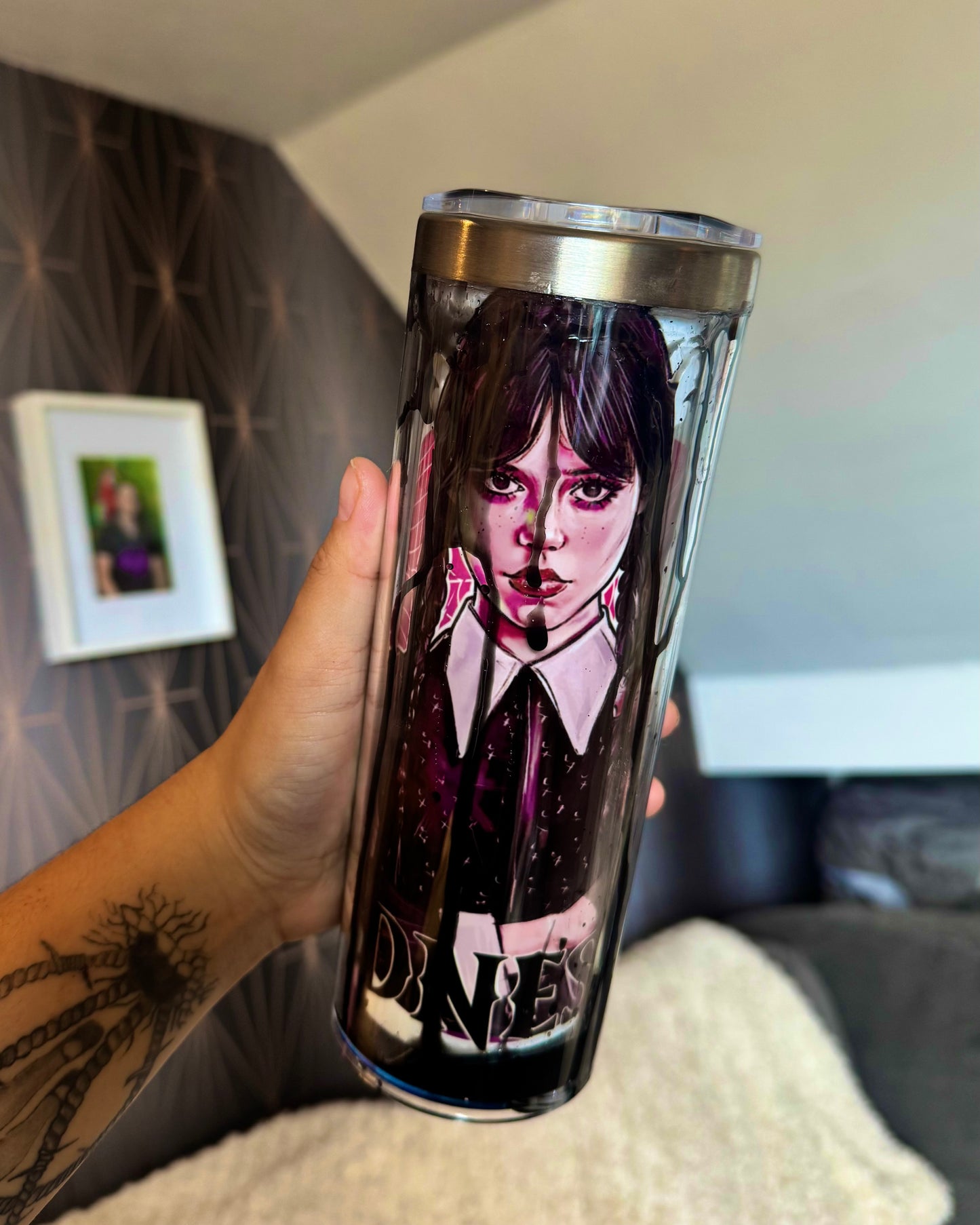 Wednesday Black Drip Snowglobe 20oz Tumbler