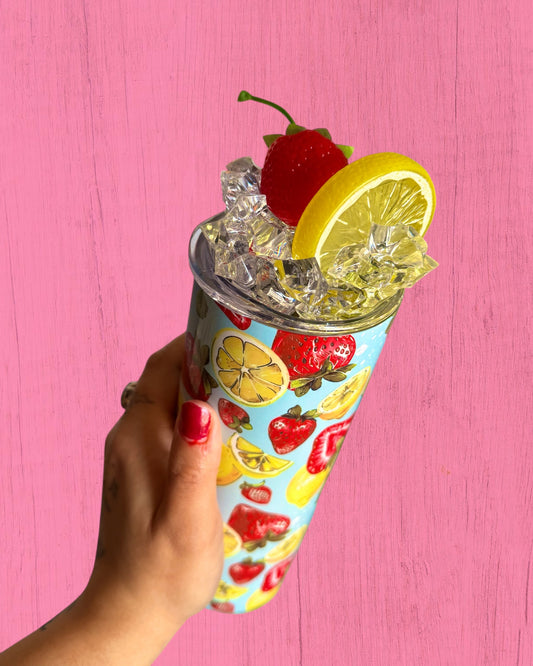Strawberry & Lemon 20oz Tumbler with Decorated Lid