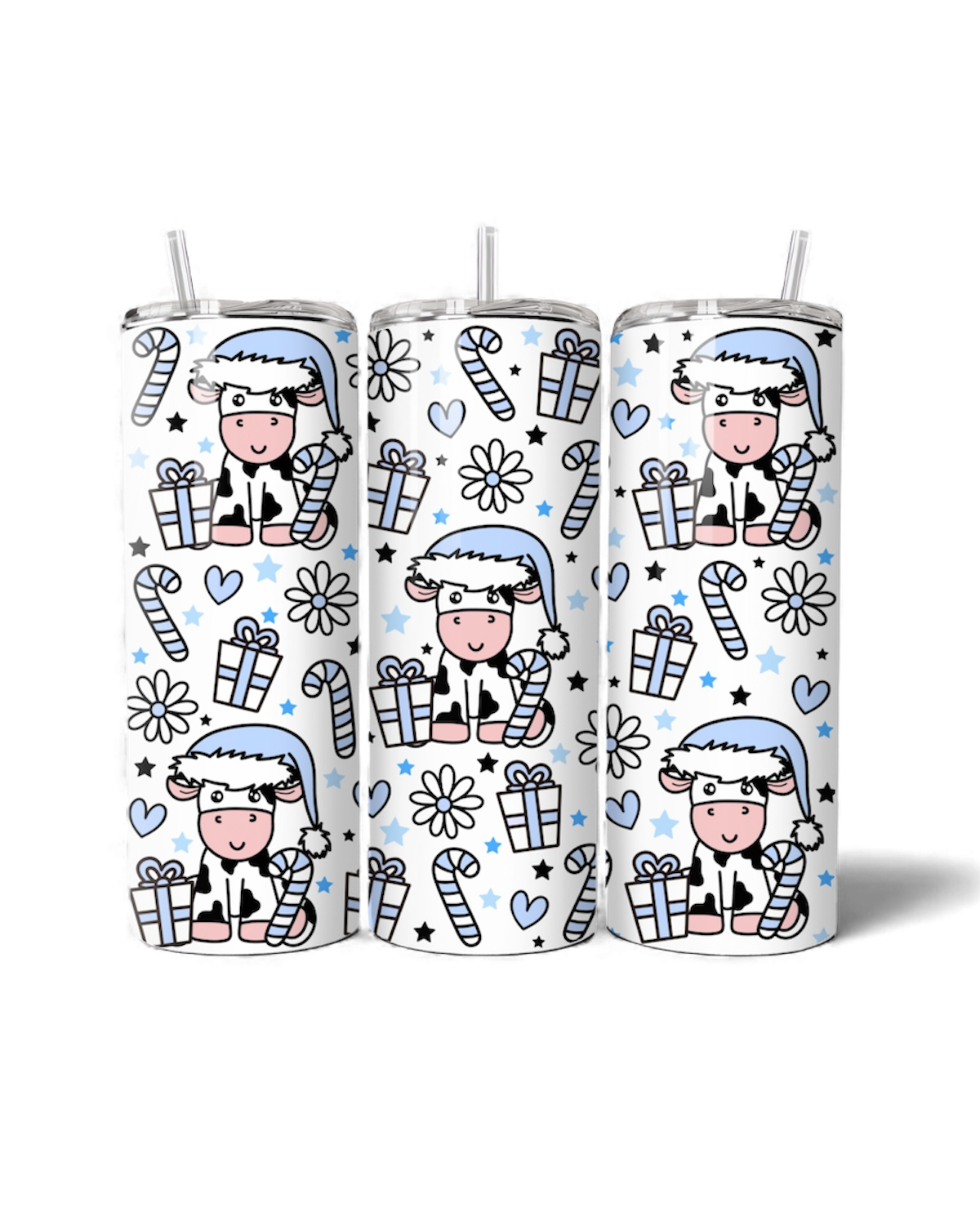 Blue Christmas Cow 20oz Tumbler