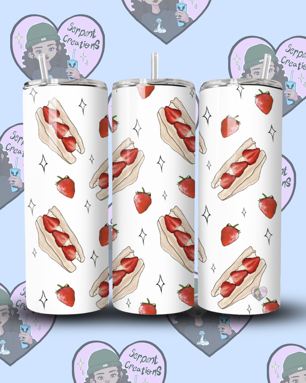 Strawberry Sando 20oz Tumbler with Decorated Lid