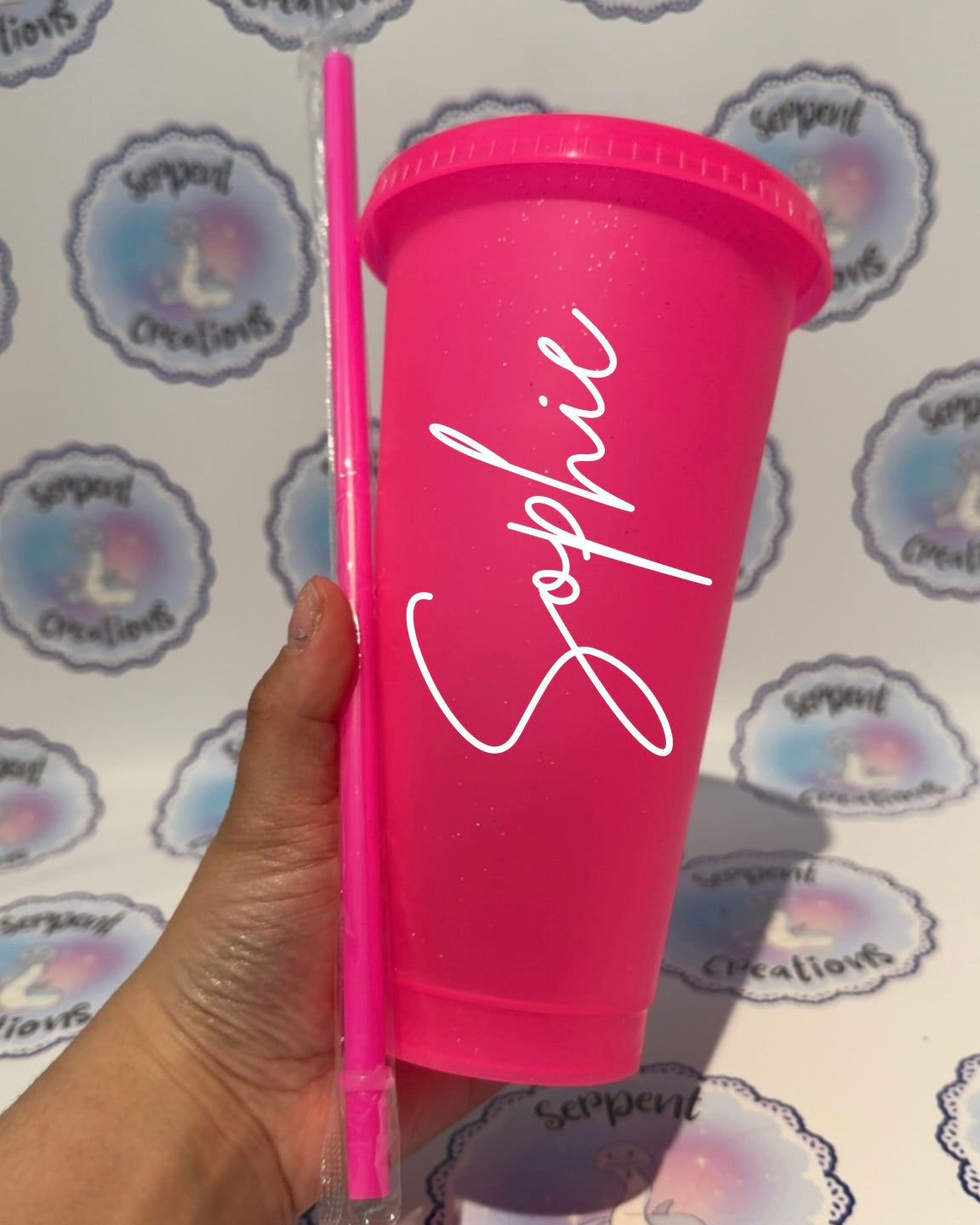Pink Glittery 24oz Cold Cup