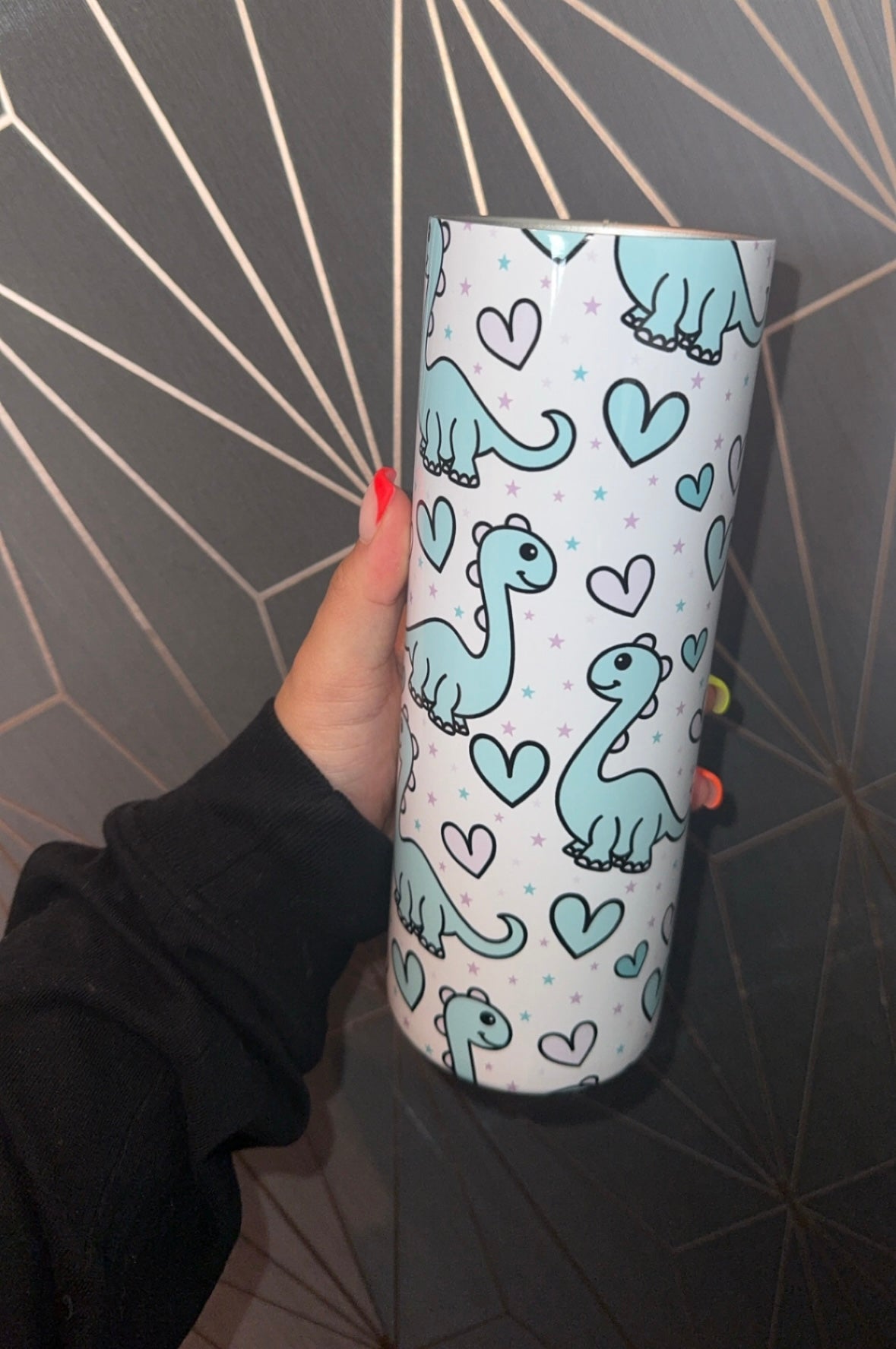 Blue Dino With Hearts 20oz Tumbler