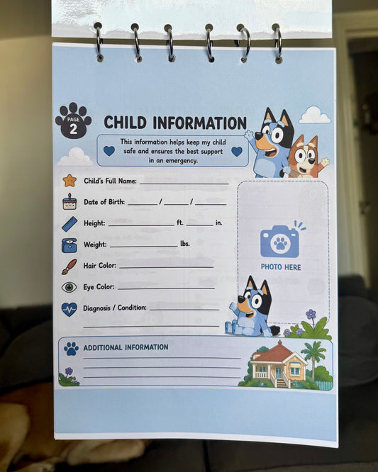 Personalised Bluey A4 Emergency Binder