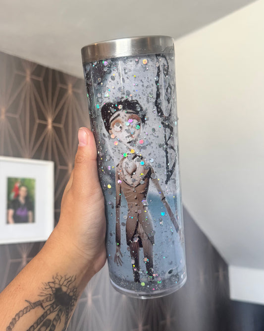 Corpse Bride Silver Glitter Snowglobe 20oz Tumbler