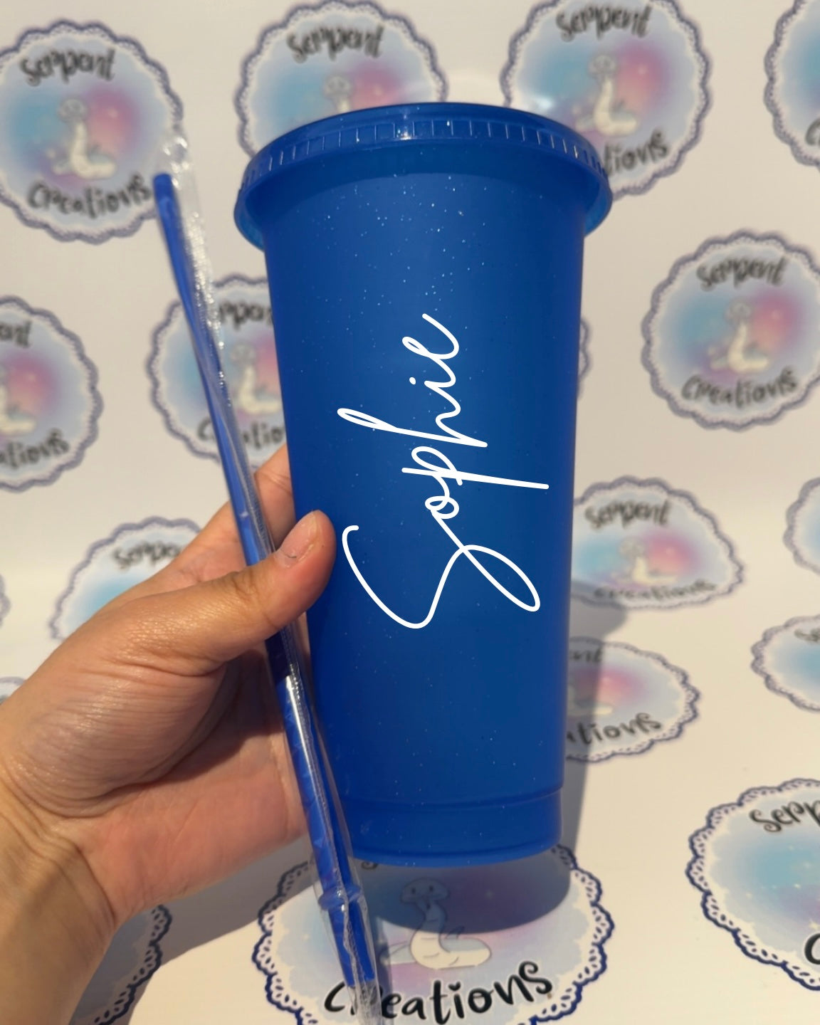 Blue Glittery 24oz Cold Cup