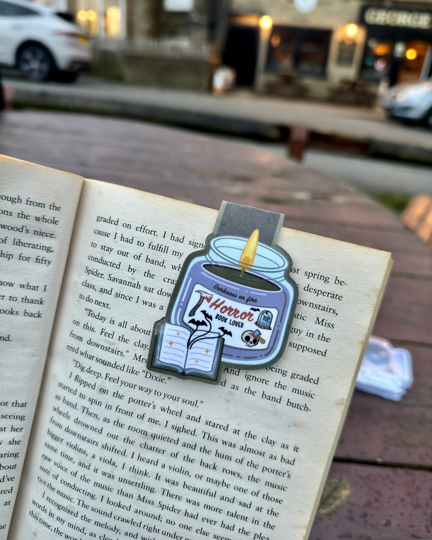 Horror Book Lover Candle Magnetic Bookmark