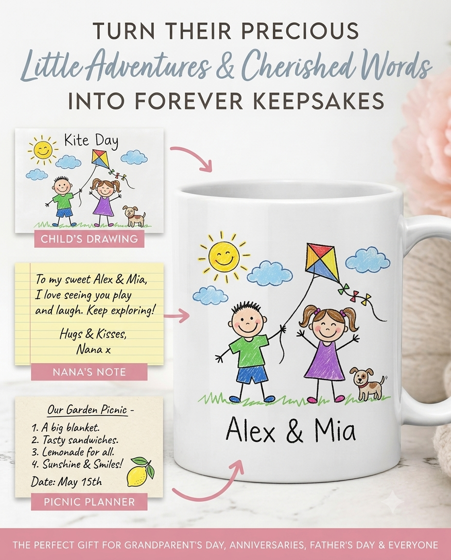 Personalised Children Drawing 11oz Mug