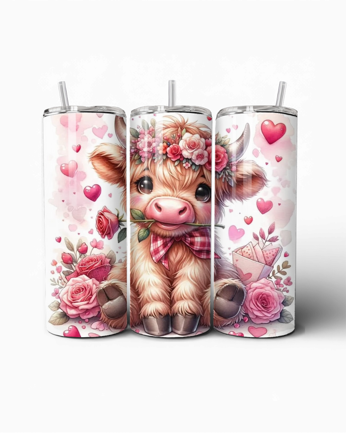 Highland Cow & Roses 20oz Tumbler