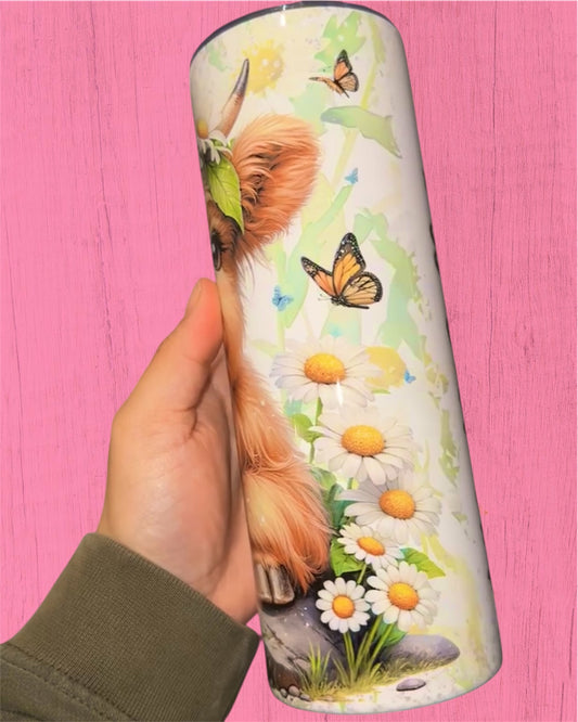 Daisy Highland Cow 20oz Tumbler - Add A Name