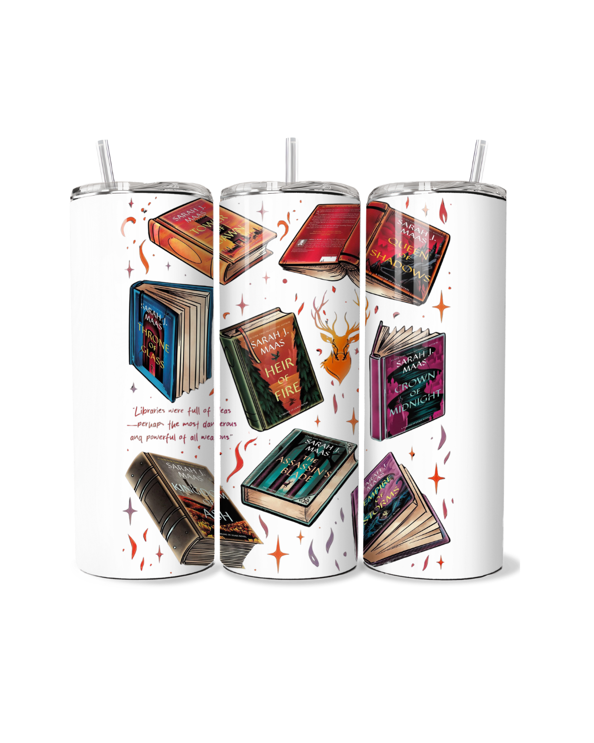 Book Collection (White) 20oz Tumbler