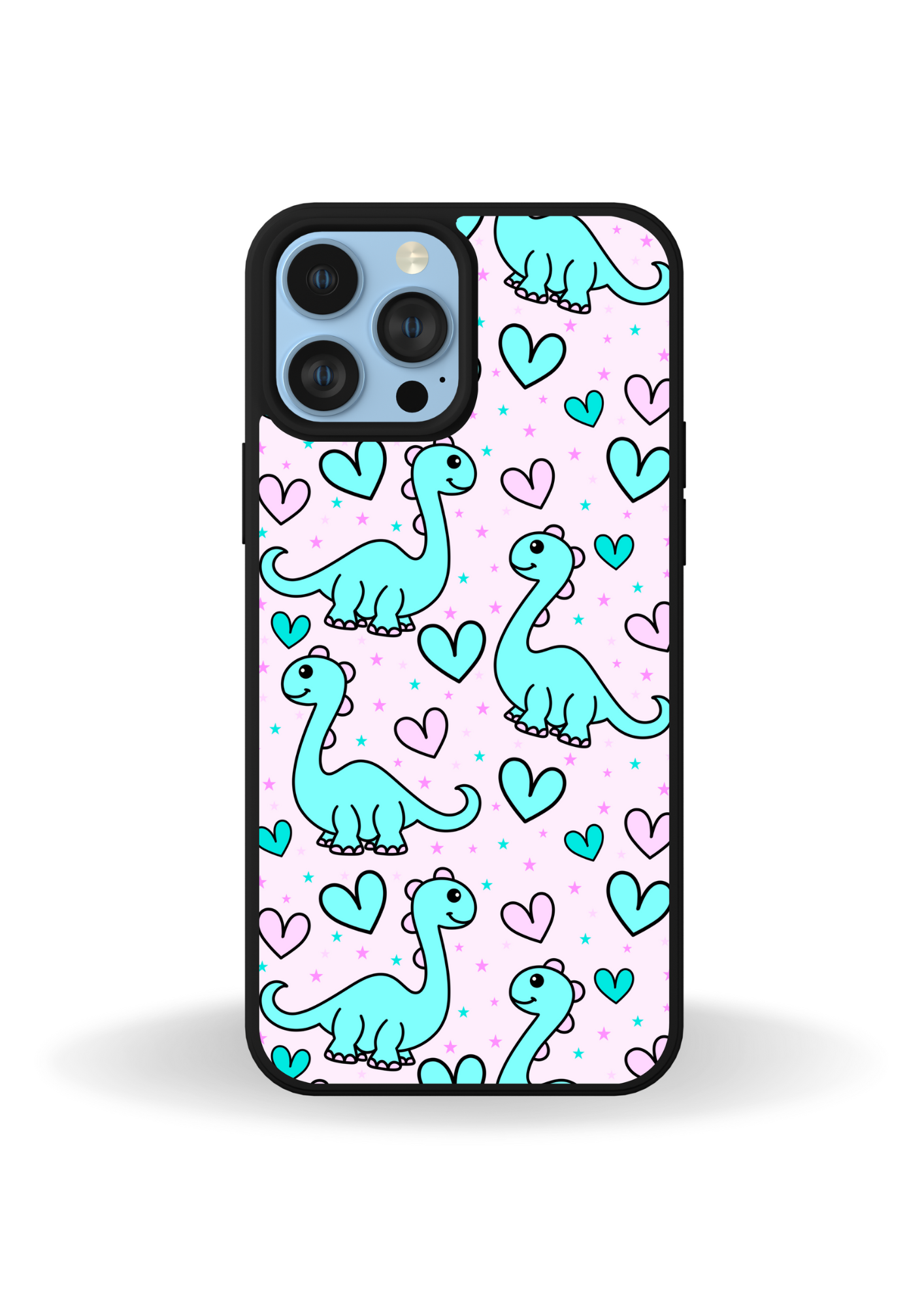 Blue Dino With Hearts Phone Case