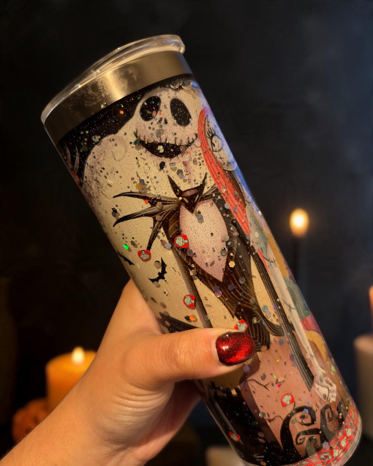 NBC Glitter & Sally Clay Pieces 20oz Snowglobe Tumbler