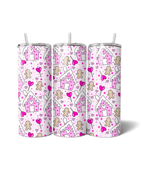 Pink Gingerbread House 20oz Tumbler