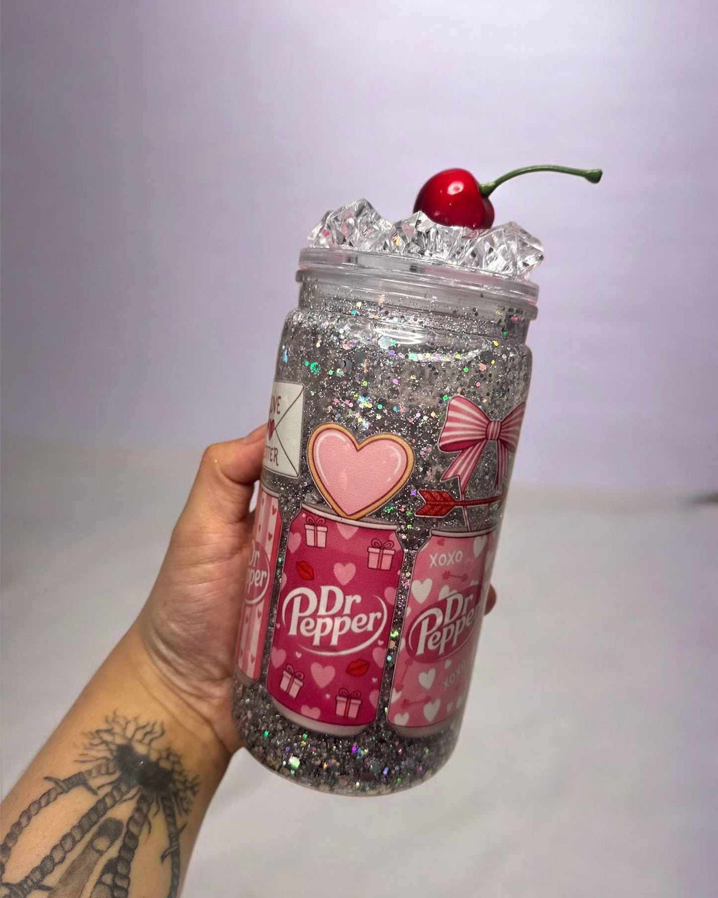 Dr Pepper Valentines 16oz Glitter Snowglobe