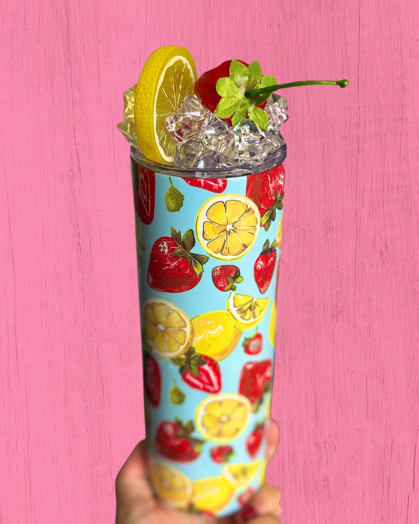Strawberry & Lemon 20oz Tumbler with Decorated Lid