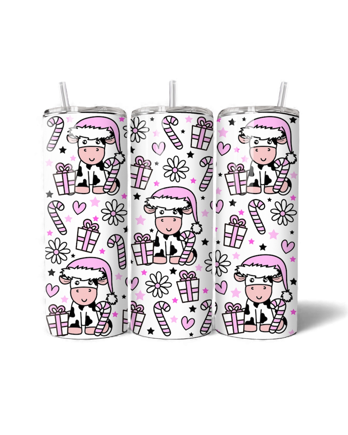 Pink Christmas Cow 20oz Tumbler