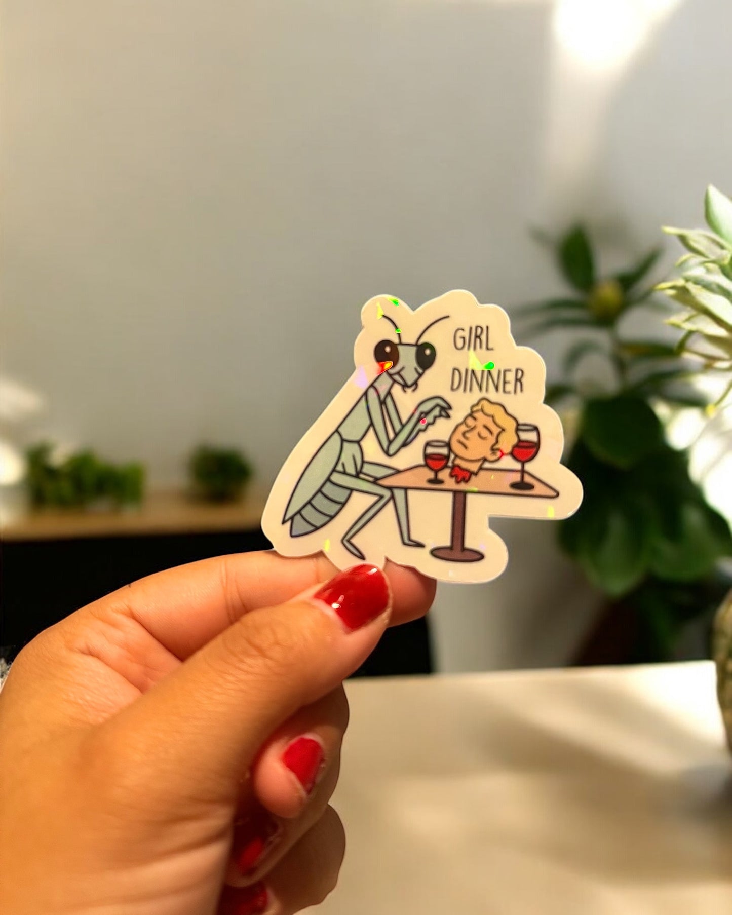 Girl Dinner Holographic Sticker
