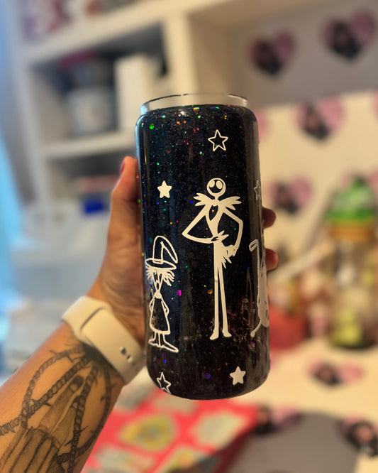 NBC Black Glitter 20oz Snowglobe Glass with Rhinestone Lid