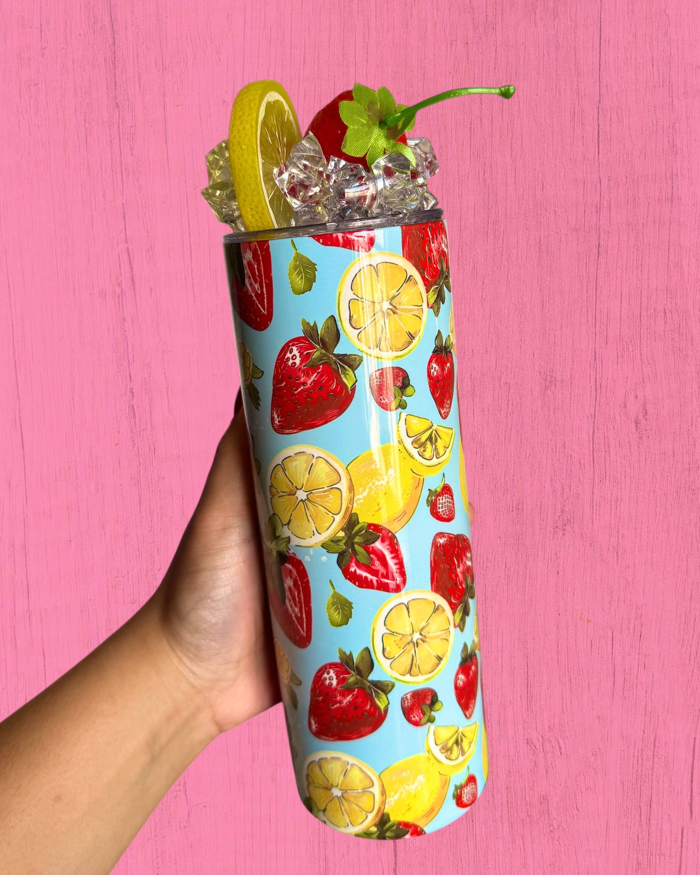 Strawberry & Lemon 20oz Tumbler with Decorated Lid