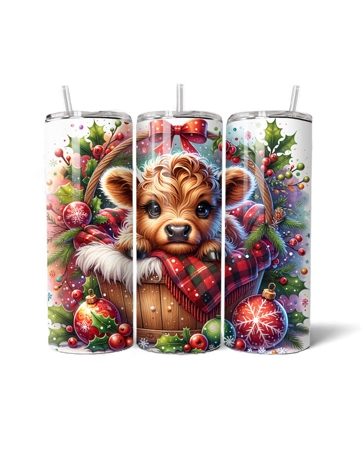 Festive Highland Cow 20oz Tumbler