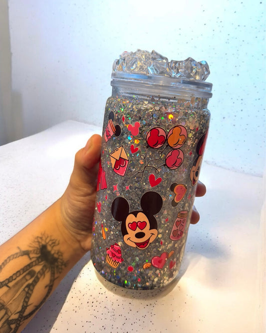 Mouse Love Silver Glitter 16oz Snowglobe