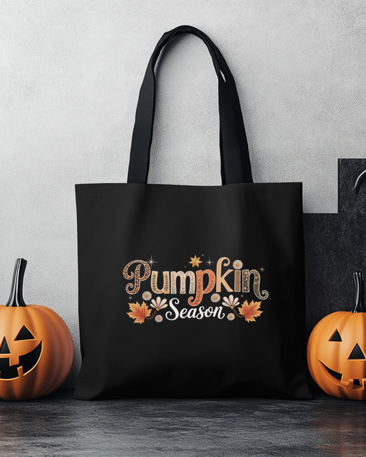 Pumpkin Season Black Tote Bag