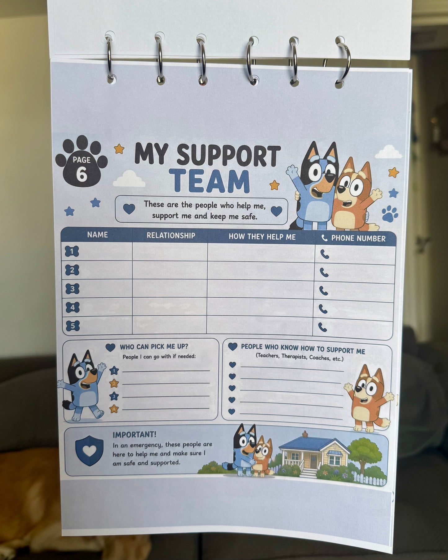 Personalised Bluey A4 Emergency Binder