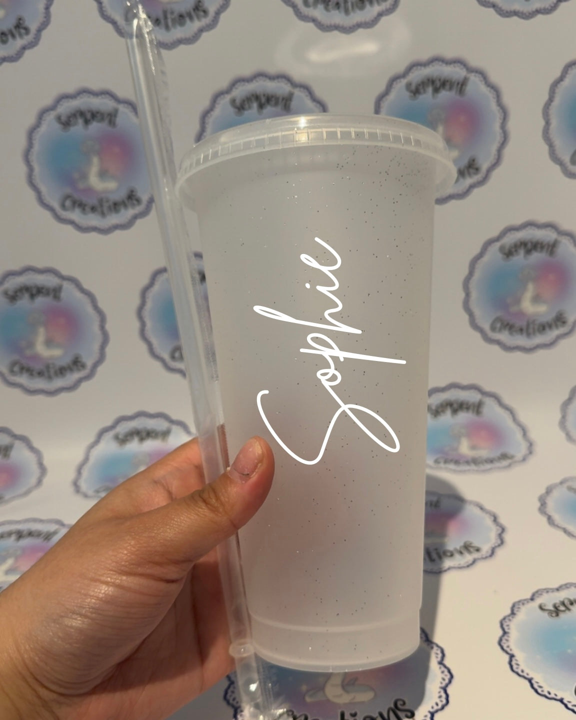 Clear Glittery 24oz Cold Cup