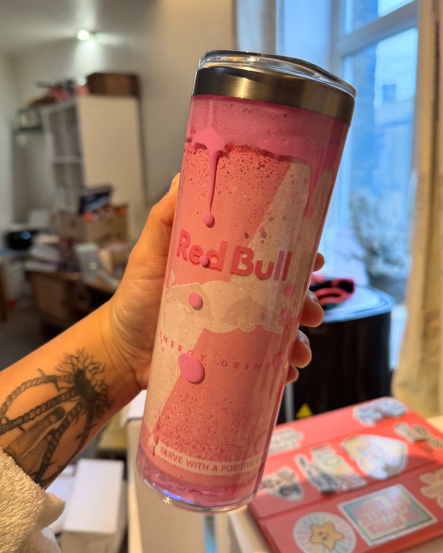 Pink Redbull Lava Lamp Snowglobe 20oz Tumbler