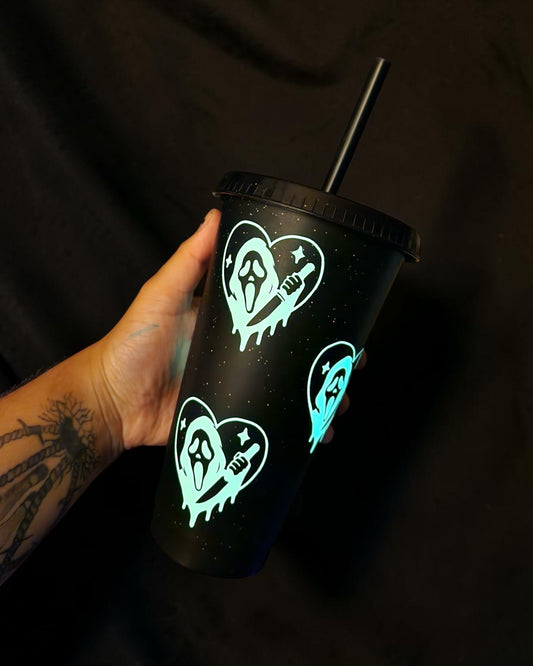 Love Heart Ghost Man 24oz Cold Cup