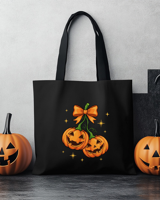 Pumpkin Cherrys Black Tote Bag