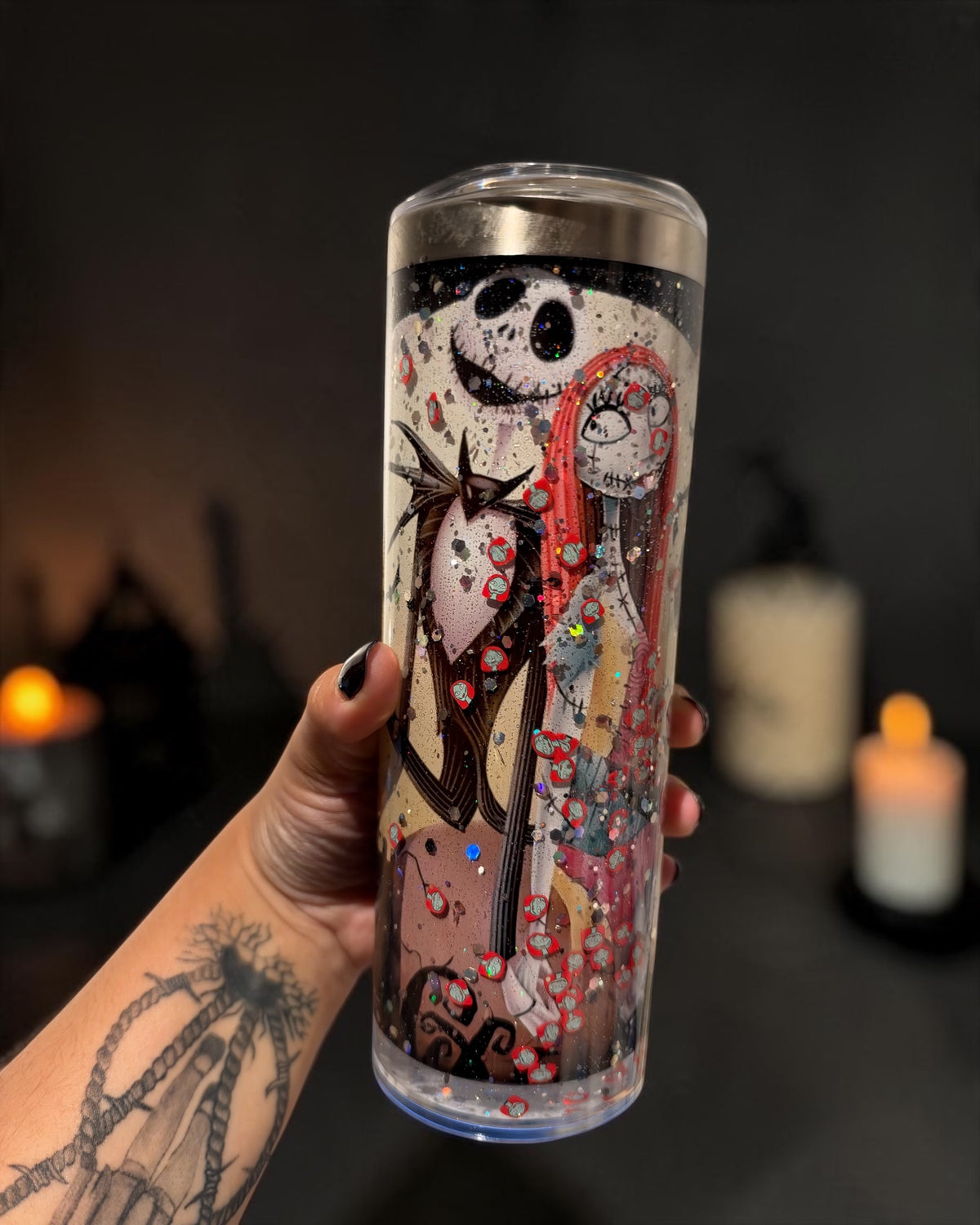 NBC Glitter & Sally Clay Pieces 20oz Snowglobe Tumbler