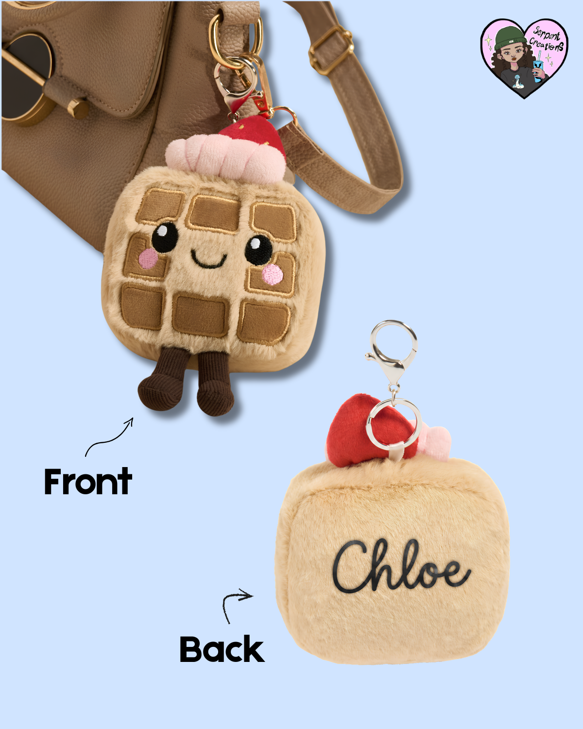 Personalised Waffle Plush Keyring