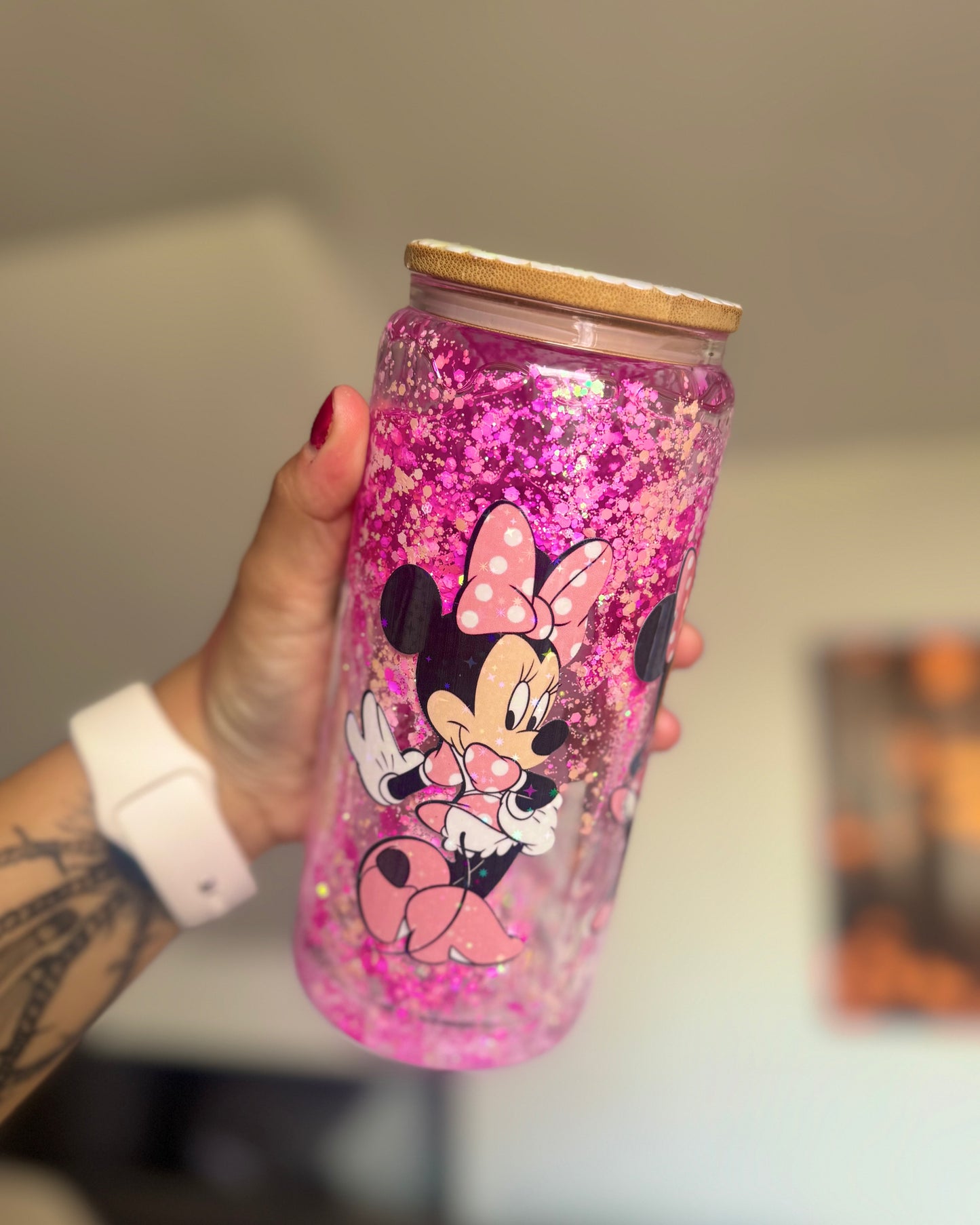 Pink Mouse 20oz Snowglobe Glass