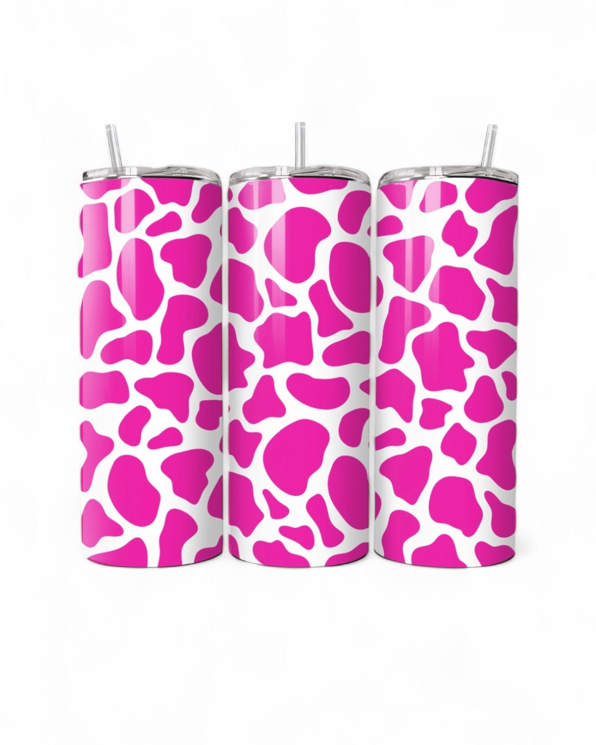 Dark Pink Cowprint 20oz Tumbler