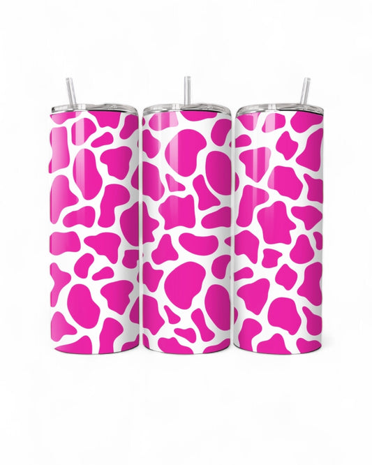 Dark Pink Cowprint 20oz Tumbler