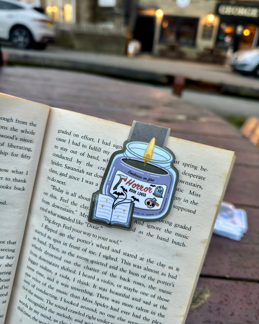 Horror Book Lover Candle Magnetic Bookmark