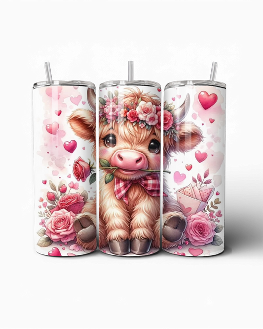 Highland Cow & Roses 20oz Tumbler