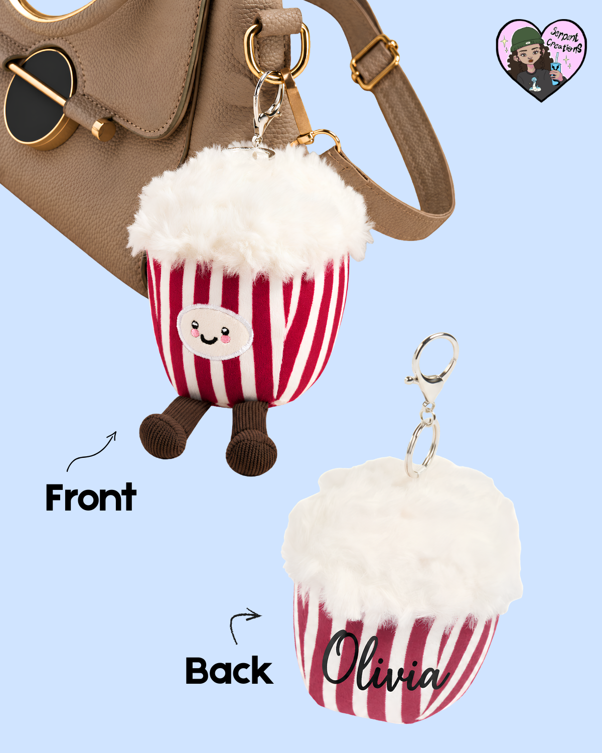 Personalised Popcorn Plush Keyring