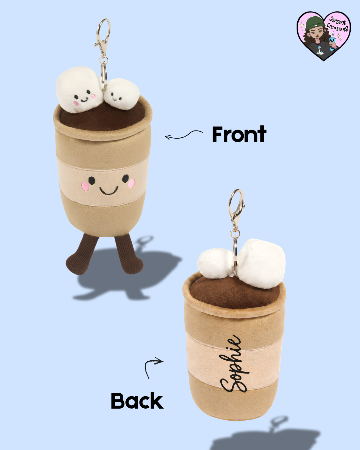 Personalised Hot Chocolate Plush Keyring