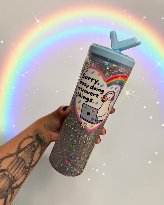 Sorry, Busy Doing Introvert Things 20oz Snowglobe Tumbler