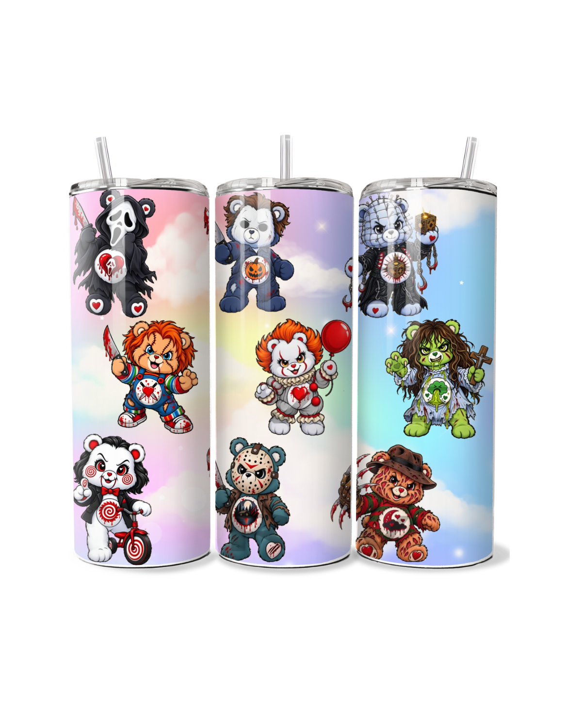Horror Bears in Rainbow Clouds 20oz Tumbler