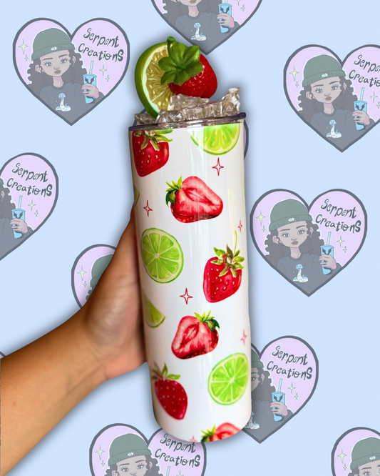 Strawberry & Lime 20oz Tumbler with Decorated Lid