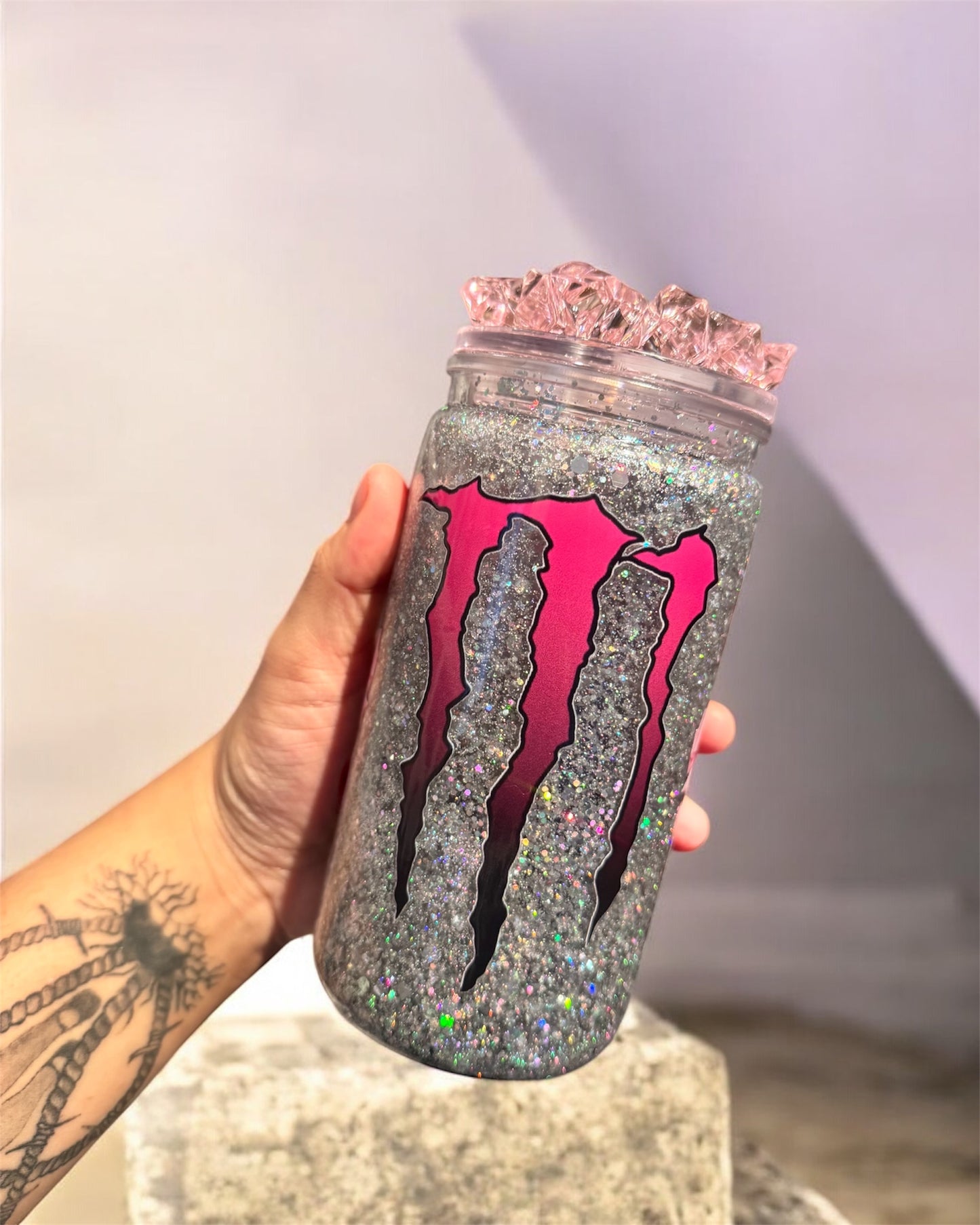 Pink Energy 16oz Glitter Snowglobe