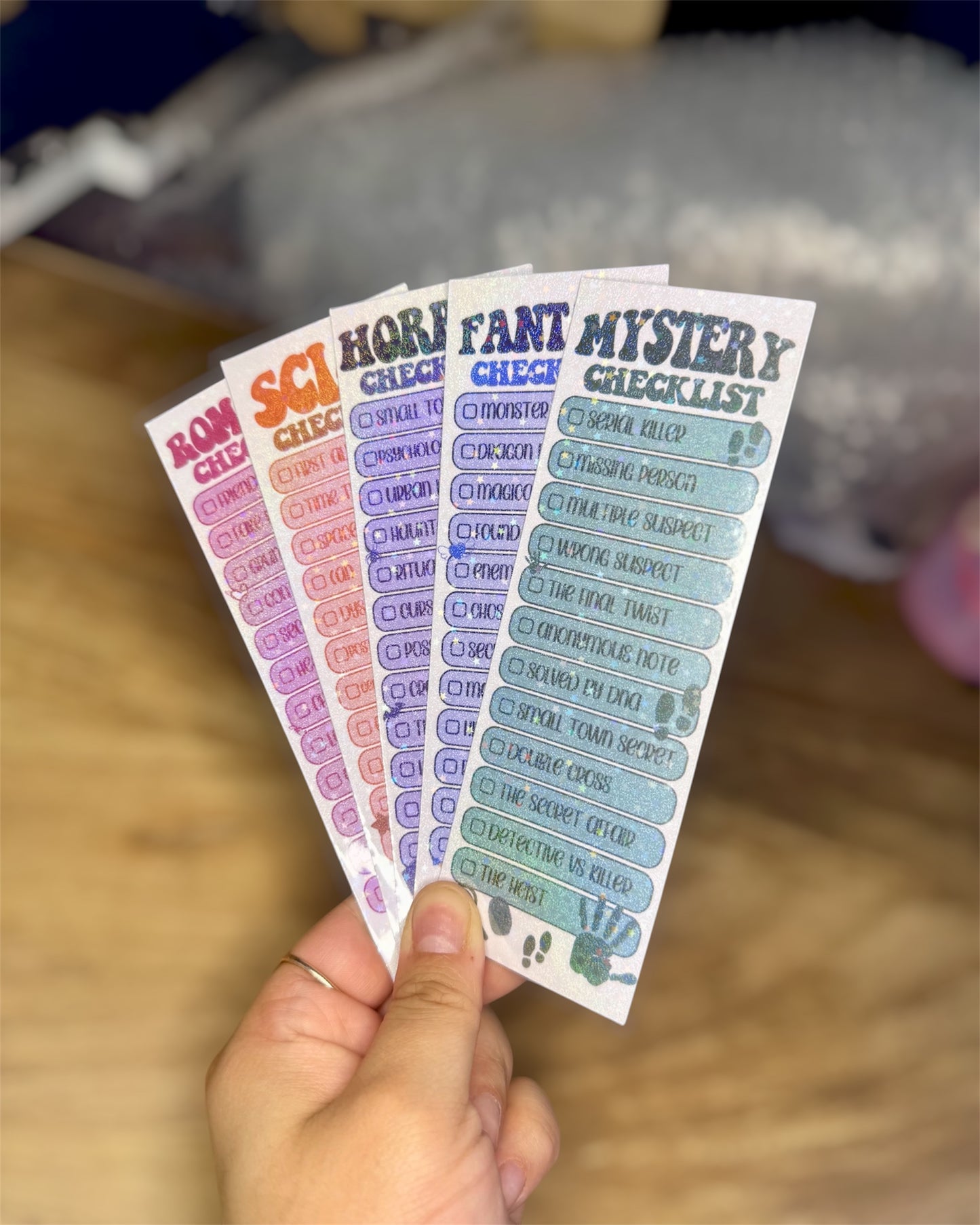 Themed Glittery Bookmark Set of 5