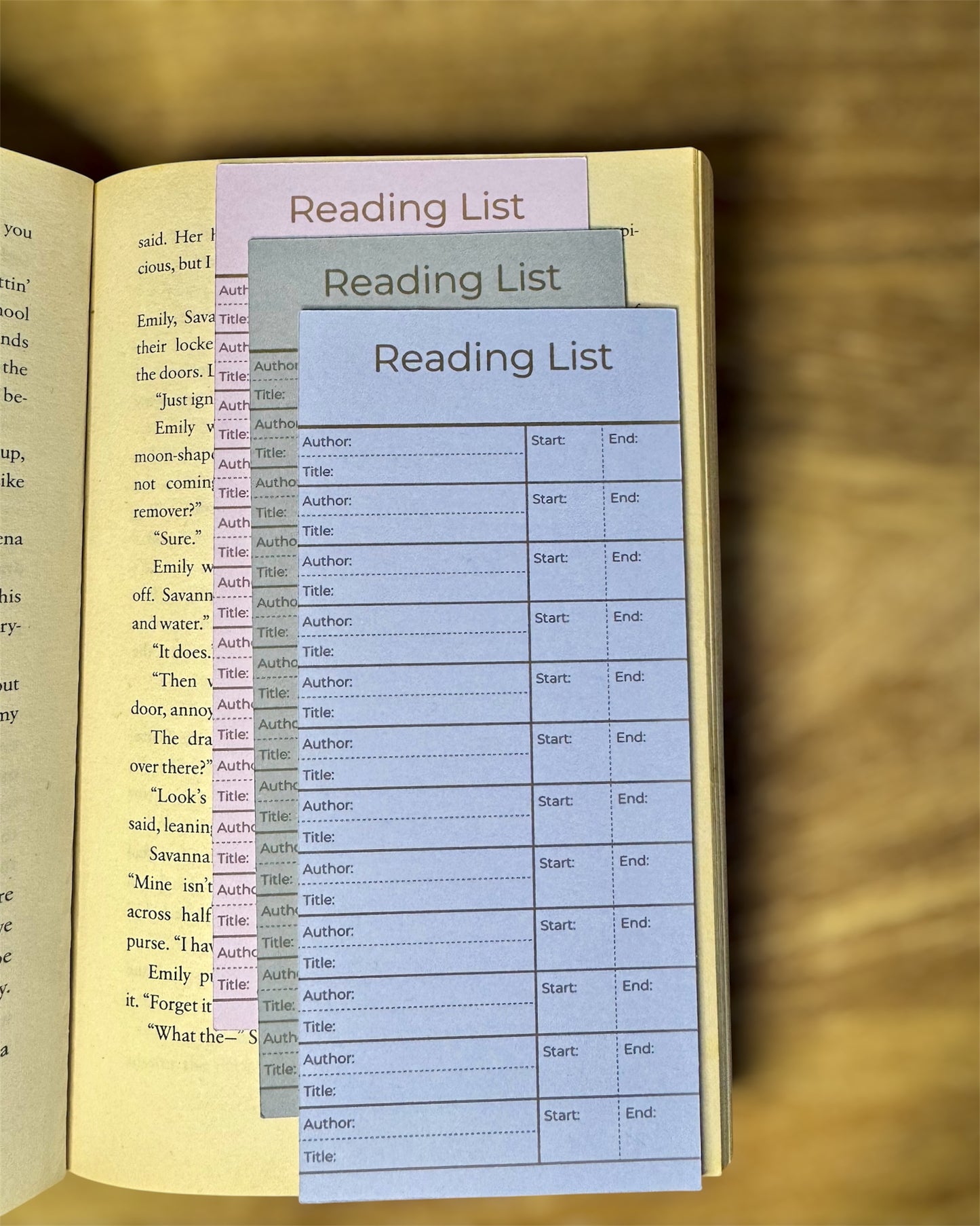 Reading List Bookmark Set of 3